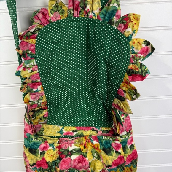 Floral & green polka dot cloth crossbody handmade purse. One size. - Picture 7 of 9